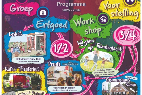 Poster met het programma voor de Cultuur Carrousel De Wolden 2025-2026