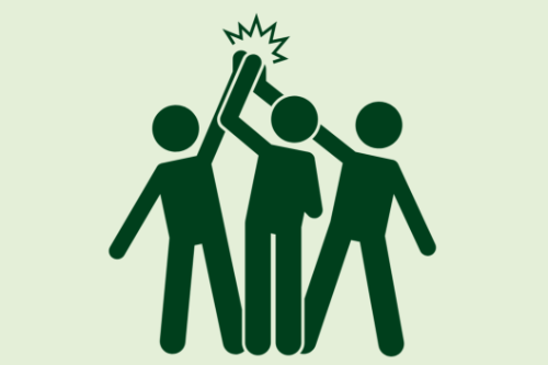 Illustratie poppetjes high five